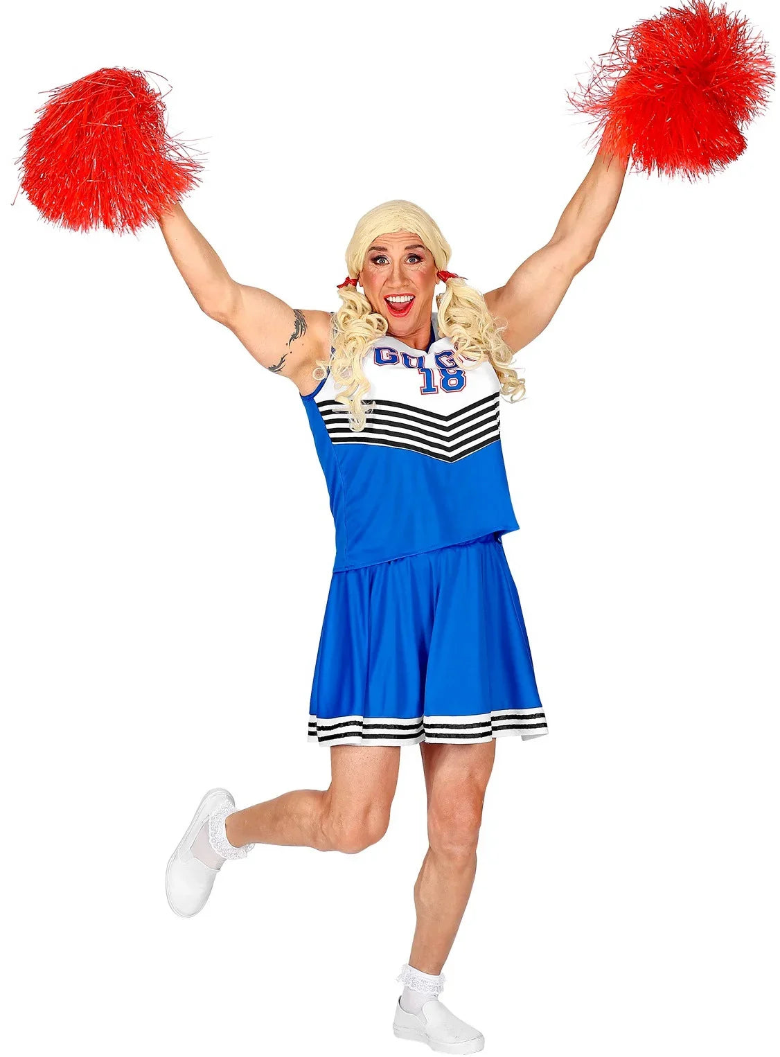 Disfraz de Animadora Azul y Blanco para Hombre Animadoras Widmann